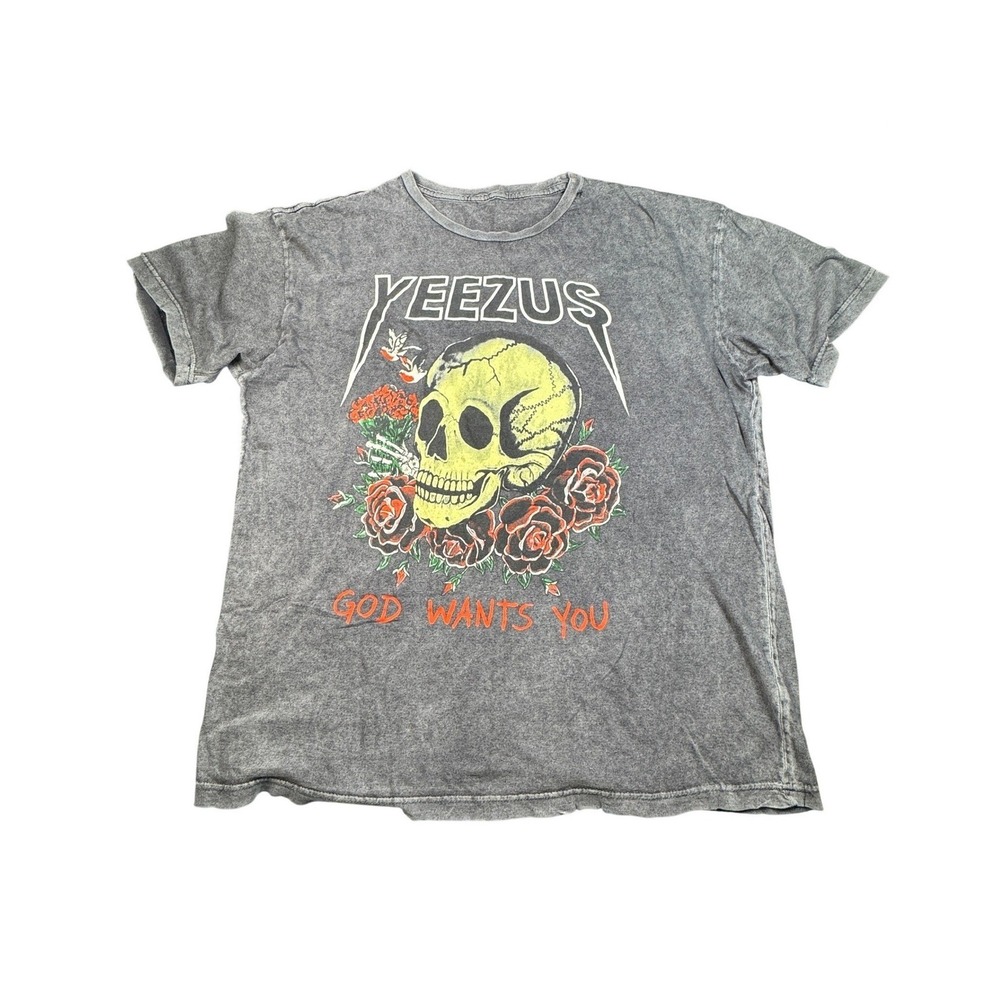 Unisex Gray Short Sleeve Kanye West's Yeezus God Wants You Graphic T-Shirt XL